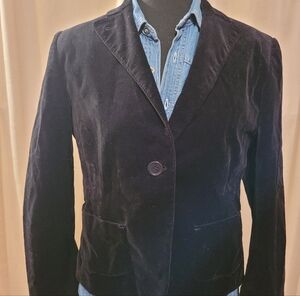 BLACK Velvet Blazer, Women, L, beautiful Details See Photos
